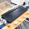 Bandeja de té nueva, hecha de piedra negra sintética, diseño integrado, que se asemeja a una sola pieza de piedra natural, adecuada para uso en el hogar y la oficina, estilo moderno y minimalista, con un sistema de drenaje directo
