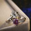 Sonido de sacudida Taobao explosiones fabricantes mayoreo joyería plateada clásico Diamante Púrpura Diamante Blanco anillo de seis garras anillo de pareja de circón