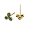 Nuevos Pendientes de Flor de Trébol Esmeralda Estilo Retro, Pendientes de Pétalos de Circonita Verde de Lujo Ligero, Pendientes Exquisitos para Mujer
