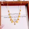 Pulsera y Collar Dorados de Estilo Antiguo de Moda en Color Dopamina de Xiaohongshu, con Diamantes y un Sentido de Paz y Alegría, Set de Moda de Lujo Ligero