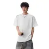 Camiseta de Manga Corta para Hombre con Diseño Decorativo de Cremallera Desconstruida Estilo Americano, Verano Ajuste Holgado, Top Casual Versátil de Gama Alta, Moderno