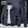 Conjunto de Dos Piezas para Hombre de Manga Larga, Sudadera Cardigan Deportiva Casual para Exteriores, Tallas Grandes, Chaqueta y Pantalones, Primavera y Otoño 2026