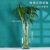 Jarrón de vidrio recto con forma de cubo, simple, de vidrio transparente, para decoración de suelo, para sala de estar, mesa de comedor, florero de bambú rico, venta al por mayor