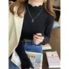 Camisa básica feminina com barra franzida 2026 nova primavera outono inverno gola alta pequena estilo pequeno perfume top interno camiseta branca manga longa