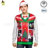 Disfraz de Fiesta de Navidad Baile de Disfraces Actuación en Escenario Camiseta Roja y Verde Impresa en 3D para Hombre Adulto