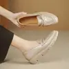 Mocassins de Solado Macio e Grosso, Confortáveis e Não Cansativos para os Pés, Sapatos Femininos de Couro Macio, Novo Estilo Verão 2026, Sapatos Slip-On com Plataforma Impermeáveis
