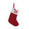 Meias de Natal Transfronteiriças Produtos de Decoração Meias de Tricô com Letras Bordadas Pingente de Decoração de Feriado Saco de Presente de Doces de Natal