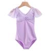 Traje de Práctica de Baile para Niños Camiseta de Tirantes de Verano para Niñas Mono de Baile Chino de Manga Corta Gimnasia Mono de Mangas de Campana para Niños