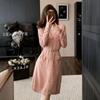 Vestido Casaco Tricotado Estilo Pequeno Fragrante Rosa Transfronteiriço Feminino Outono Novo Estilo Vestido Suéter com Cinto