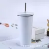 Venda Direta de Fábrica 304 Copo de Café a Vácuo de Grande Capacidade Camada Dupla Copo de Carro Copo de Presente Copo com Canudo de Aço Inoxidável