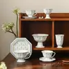 Taza de Café y Platillo Estilo Francés con Nicho de Lirio del Valle Retro, Taza para Latte, Plato de Postre, Plato de Ensalada