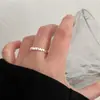 Anillo Nuevo de Plata 925 de Moda para Mujer, Simple y Versátil, Apilable, Anillo Abierto Ajustable, Anillo para Dedo Índice Estilo Ins de Celebridad de Internet