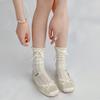Calcetines de lazo Lolita, calcetines de encaje con encaje en la pantorrilla, calcetines japoneses con lazo, calcetines apilados de tubo medio huecos Jk