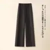 Calça de Lã Feminina Inverno Novo Estilo Perna Larga Calças Casuais 2026 Estilo Preguiçoso Versátil Confortável Solta Emagrecedora Perna Reta