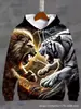 Sudadera con Capucha Impresión 3D Bestia Feroz - Tigre, León, Lobo Estampado Completo Estilo Callejero Corte Holgado Sudadera para Hombres Modernos