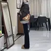 Jeans Rectos de Pierna Ancha Negros para Mujer, Nuevo Estilo Otoño e Invierno, Tallas Grandes, Cintura Alta, Adelgazantes, Elásticos, de Campana, Pantalones Largos hasta el Suelo