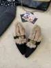 Primer Encuentro Temporada Aumentar Altura Zapatos Peludos Mujer Otoño Invierno Punta Fina Mocasines Más Terciopelo Cálido Exterior Felpa Zapatos Individuales
