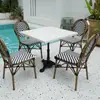 Mesa de Comedor Francesa Restaurante Occidental Mesa de Mármol de Roca Cafetería Tienda de Té con Leche Balcón Jardín Mesa y Silla de Ratán para Exteriores