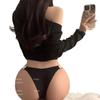 Calcinhas Sexy Europeias e Americanas com Strass, com Suporte para o Quadril Estilo Esportivo, Cor Sólida, de Cintura Baixa que Abraça o Quadril para Mulheres