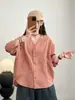 Cardigan Jaqueta Camisa de Manga Longa com Bolso Grande Estilo Novo Primavera 2026 para Mulheres Cor Sólida Casual Gola V Solta Camisa