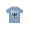 Camiseta de Moda Americana de Alta Qualidade Transfronteiriça com Estampa de Logo de Letra Supreme, Gola Redonda, Manga Curta, para Homens e Mulheres, Solta e Casual