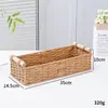 Cesta de Almacenamiento Rectangular de Cuerda de Papel Estilo Retro con Asa de Madera, Caja de Almacenamiento para Artículos Varios de Escritorio, Cesta para Artículos de Baño y Aromaterapia