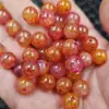 Contas redondas de ágata flor de gelo escama de dragão jade contas soltas ágata calcedônia com veios acessórios para pulseira colar contas de jade feitas à mão