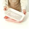 Nueva Cesta Escurridora Rectangular de Doble Capa para Fregadero de Cocina de Plástico para el Hogar, Cuenco Grande Creativo y Palillos para Escurrir