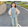 Ropa para niños al por mayor traje de niña primavera y otoño 25 nuevo encaje para niños chaleco de mezclilla abrigo pantalones camisa conjunto de tres piezas