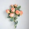 Flor Artificial Rosa de Borda Torrada Retro com 7 Cabeças Flor Artificial de Botão de Rosa de Borda Queimada Multi-Cabeças Flor Seca Flor de Seda Flor Decorativa Flor de Mão