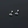 Pendientes de Ojo de Diablo de Plata de Ley S925 para Mujer, Pendientes Sencillos Personalizados de Cuentas Redondas con Cierre de Rosca, Clavitos Pequeños de Zirconia para Cartílago