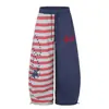 Calça de moletom esportiva estilo americano com blocos de cor e listras de estrela para homens e mulheres, modelagem solta, calça casual de perna larga e perna curva para dança jazz