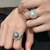 Anillo de plata con circón de perla blanca radiante de temperamento coreano, anillo de dedo índice ligero de lujo, exquisito, de alta calidad, para mujer socialité