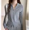 Jaqueta Feminina Outono/Inverno Estilo Novo Dongdaemun Coreano Ombro Caído Slim-Fitting Design Consciente Patchwork Gola Alta Pequena Camada Base