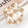 Broche de Flor y Perla de Moda Tendencia Estilo Coreano para Mujer Aleación Diamante Corsage de Ropa de Gama Alta Pin de Joyería Versátil para Ropa