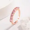 Anel Rosa Sakura com Pedras de Diamante, Estilo Palácio Retrô, Design Lindo, Versátil e Fashion, Anel Super Brilhante para Dedo Indicador, Joia para Mão Feminina