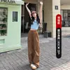 Calça Banana Wide Leg para Mulheres, Novo Modelo Primavera 2026, Calça de Moletom Reta Petite, Calça Esportiva Larga Oversized de Cintura Alta