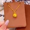 Colgante de Bola Pequeña de Latón Chapado en Oro Cepillado con Incrustaciones de Diamantes, Cadena de Clavícula de Bola Simple de Estilo Francés de Alta Gama para Mujer con Alta Retención de Color