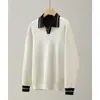 Novo Suéter de Malha POLO Masculino Outono/Inverno Gola V Gola de Gaivota Color Block Estilo Old Money Negócios Atacado de Fábrica Transfronteiriço