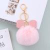 Couro PU Laço Pom Pom Pingente Charme de Bolsa Moda Pelúcia Falsa de Coelho Rex Chaveiro Joias Transfronteiriças Atacado