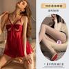 Nueva Lencería Sexy Nocturna con Abertura en la Entrepierna, Ropa de Dormir que No Hay que Quitarse, Conjunto de Camisón de Encaje con Lazo Grande 1819
