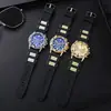 Reloj para Hombre Más Vendido Transfronterizo Correa de Silicona Esfera Grande de Gama Alta Aleación Reloj de Tres Ojos Reloj de Negocios para Hombre