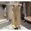 Pantalones Cargo Plisados Estilo Seúl Sin Costura Lateral Naughty Boy para Mujer Otoño Casual de Pierna Recta