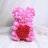 Flor Artificial Eterna de PE 25cm Oso Rosa Regalo para el Festival Qixi Oso de Espuma Ramo de Flores para Festival de Cumpleaños