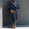 Ropa europea y americana para mujer transfronteriza, nuevo vestido de otoño 2026, vestido elegante de color liso, moderno y plisado