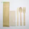 Atacado Conjunto de Talheres Descartáveis de Bambu Biodegradável com Logo Impresso Conjunto para Levar com Faca, Garfo e Colher de Bambu