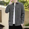 Jaqueta Camisa de Veludo Cotelê de Manga Longa para Homens com Múltiplos Bolsos, Outono e Inverno Casual Elegante Versátil 100% Algodão Camisa de Trabalho para Homens
