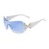Gafas de Sol sin Montura de Marco Grande Estilo Europeo y Americano para Mujer, Gafas de Sol de Alta Gama con Pedrería, Gafas Estilo Calle de Celebridad de Internet, Diseño de una Sola Pieza