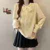 Ropa de mujer talla grande 2026 otoño nueva moda simple elegante con cordones versátil fina blusa de manga larga