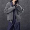 Cardigan de Malha Splicing Jeans Casual Solto de Alta Qualidade Jaqueta Suéter Feminina Outono e Inverno Novo Transfronteiriço